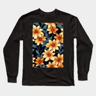 Stylized Beautiful Orange Flowers, for all those who love nature #158 Long Sleeve T-Shirt